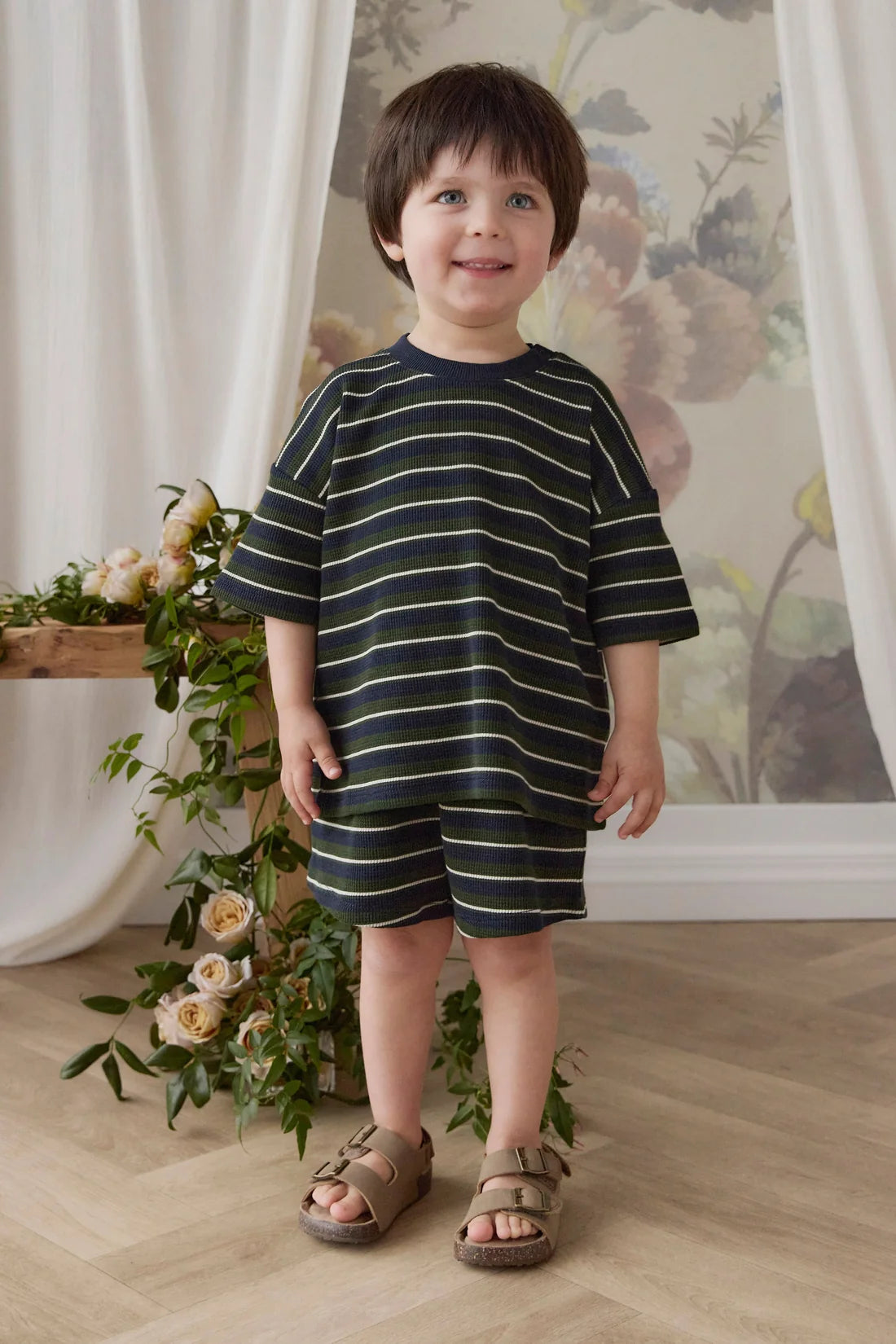 Jamie Kay Organic Cotton Waffle Leith Tee - Maritime Grandeur Stripe