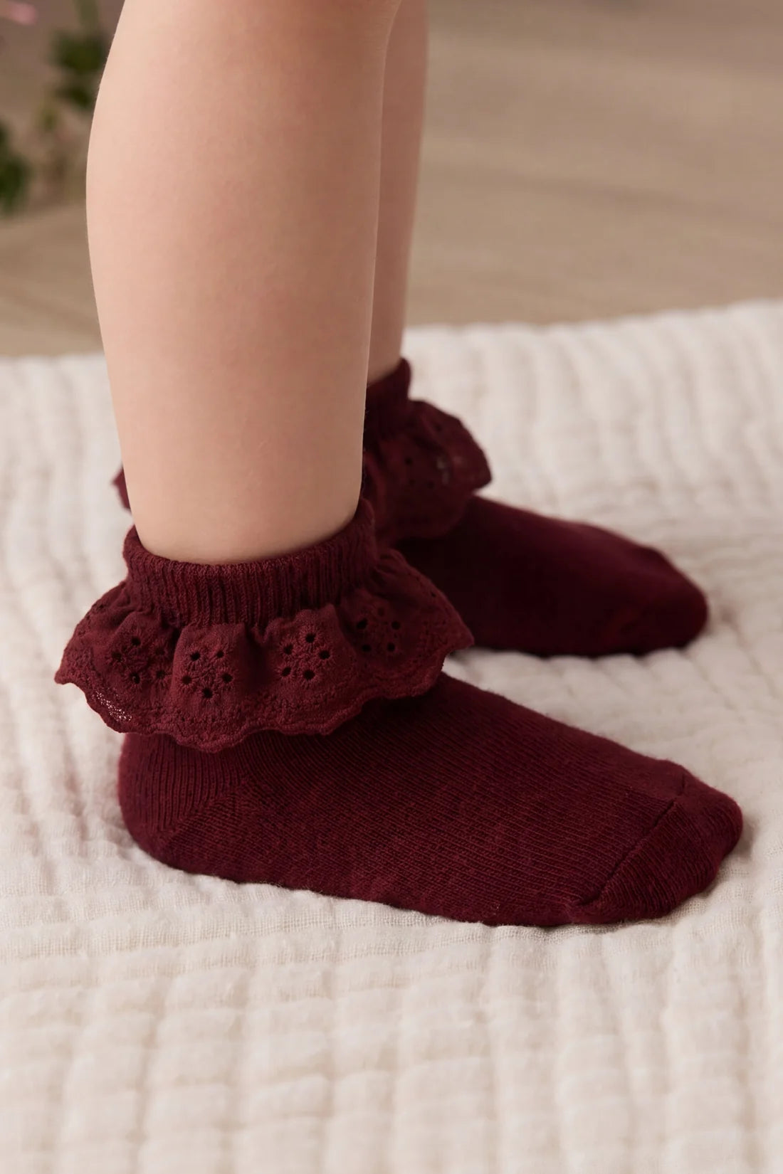 Jamie Kay Frill Ankle Sock - Burgundy