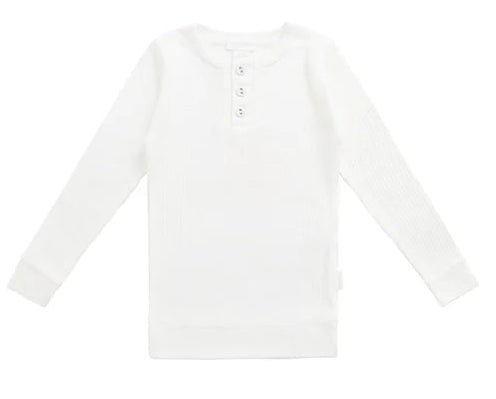 Jamie Kay Organic Cotton Modal Long Sleeve Henley - Milk