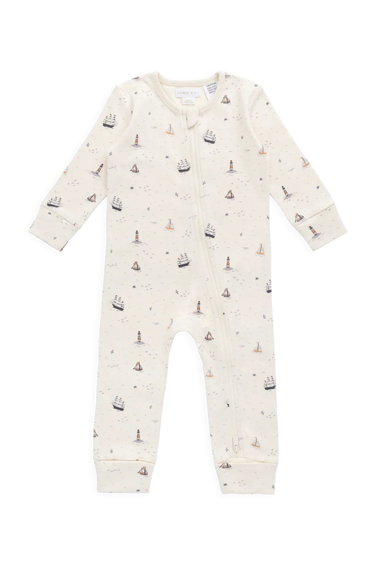 Jamie Kay Organic Cotton Reese Zip Onepiece - Sailing Day