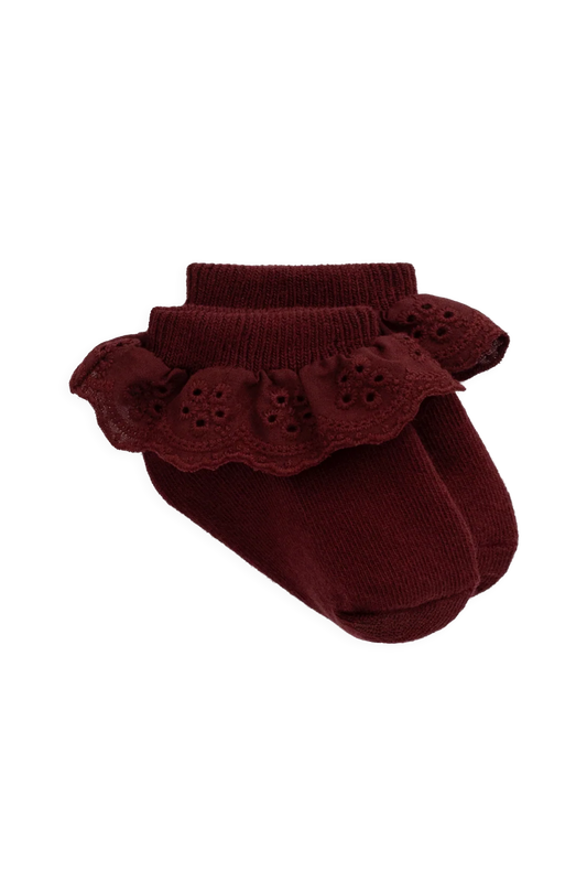 Jamie Kay Frill Ankle Sock - Burgundy