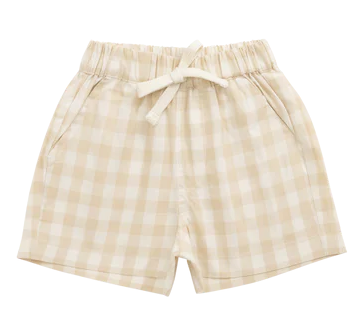Jamie Kay Organic Cotton Louis Short - Gingham Pale Khaki
