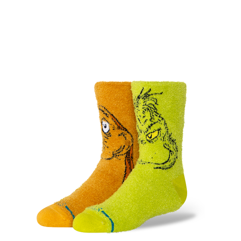 Stance Kids' Fuzzy Crew Socks - Grinch and Max