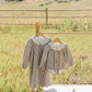 Mebie Baby Camel Gingham Lace Dress