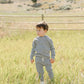 Mebie Baby Charcoal Stripe Ribbed Hooded Set