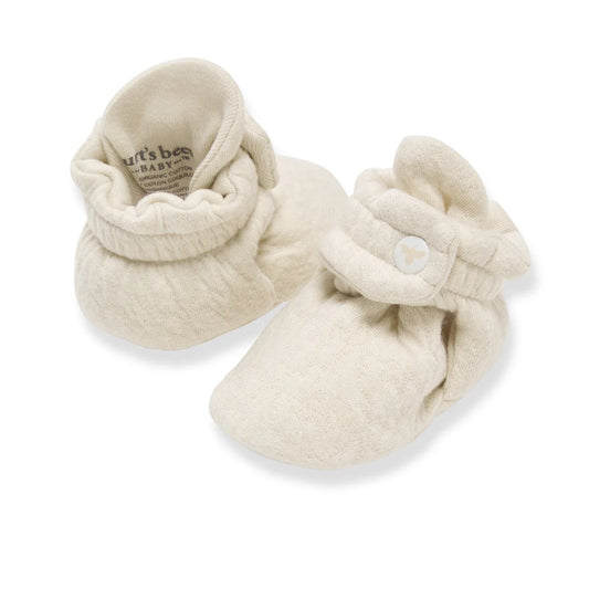Burts Bees Organic Cotton Quilted Bee Baby Booties - Oat