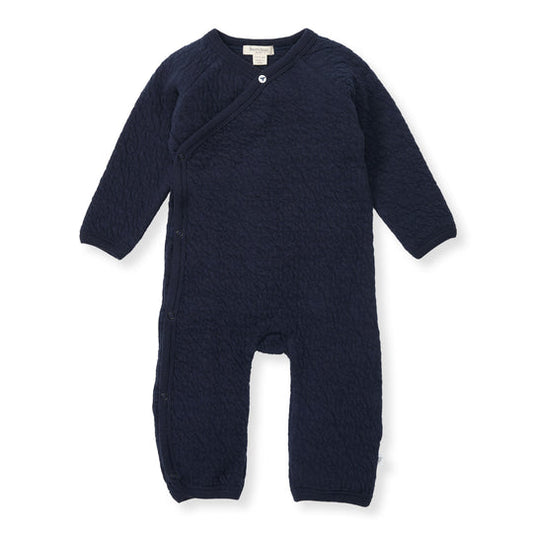 Burts Bees Organic Cotton Quilted Bee Wrap-Front Baby Jumpsuit - Midnight