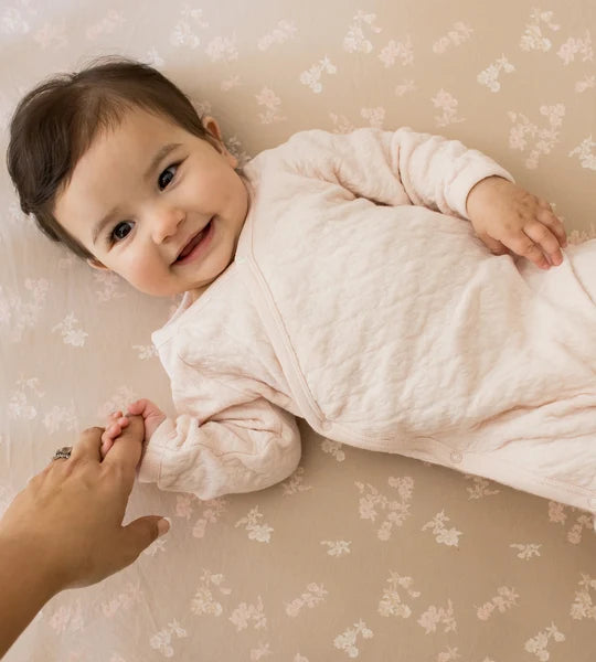Burts Bees Organic Cotton Quilted Bee Wrap-Front Baby Jumpsuit - Ranunculus