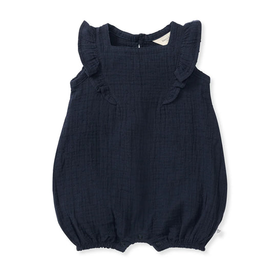 Burt's Bees Dotted Muslin Romper - Midnight