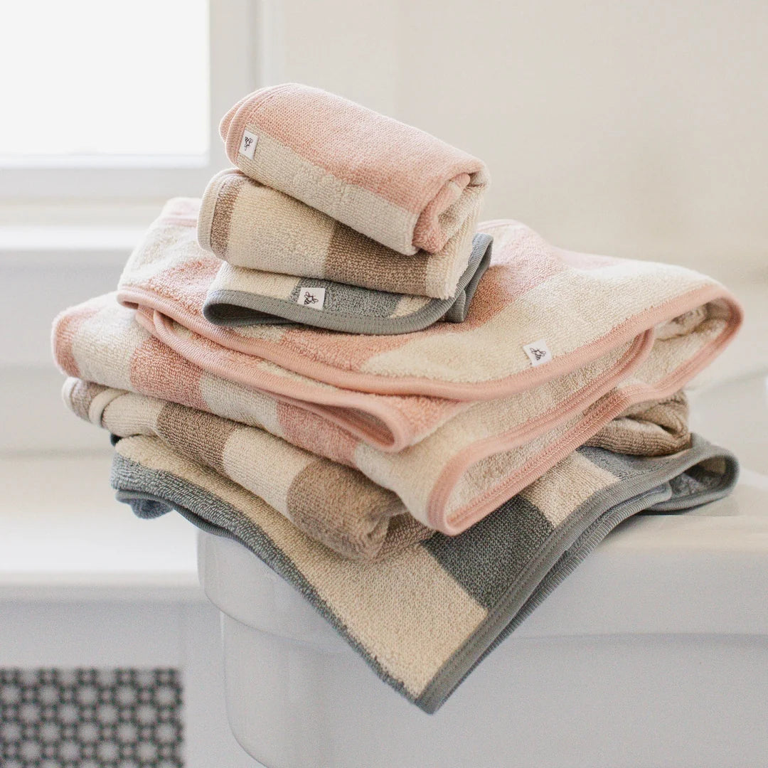 Burts Bees Organic Cotton Rugby Stripe Woven Terry Towel & Washcloth Set - Oat