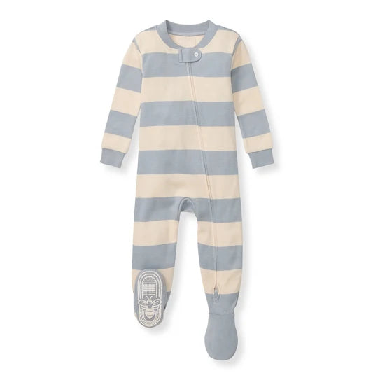 Burts Bees Rugby Stripe Organic Cotton Sleeper - Quarry