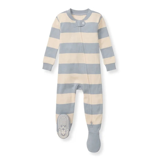 Burts Bees Rugby Stripe Organic Cotton Sleeper - Quarry