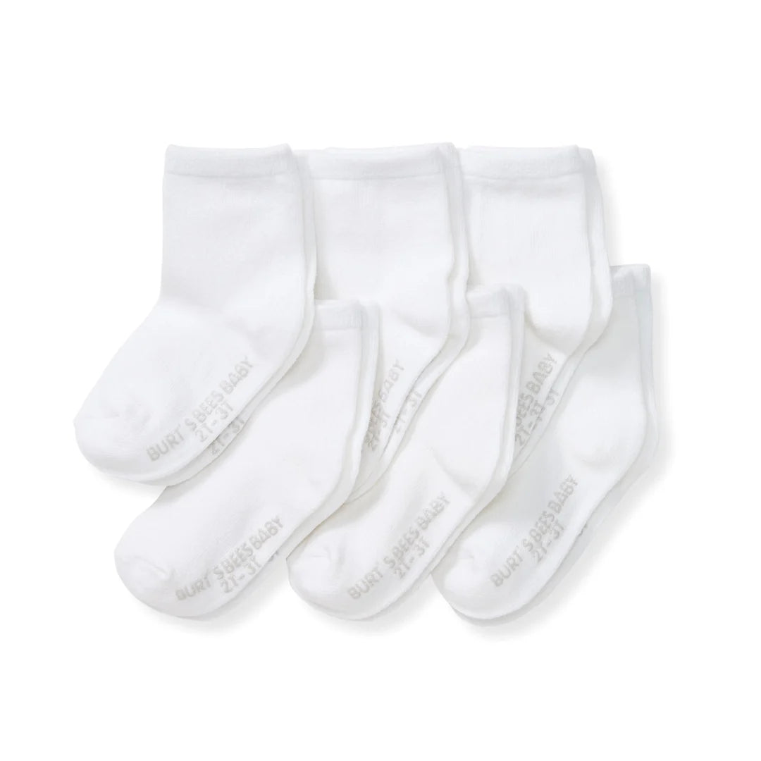 Burts Bees Solid Organic Cotton Baby Crew Socks 6 Pack - Cloud
