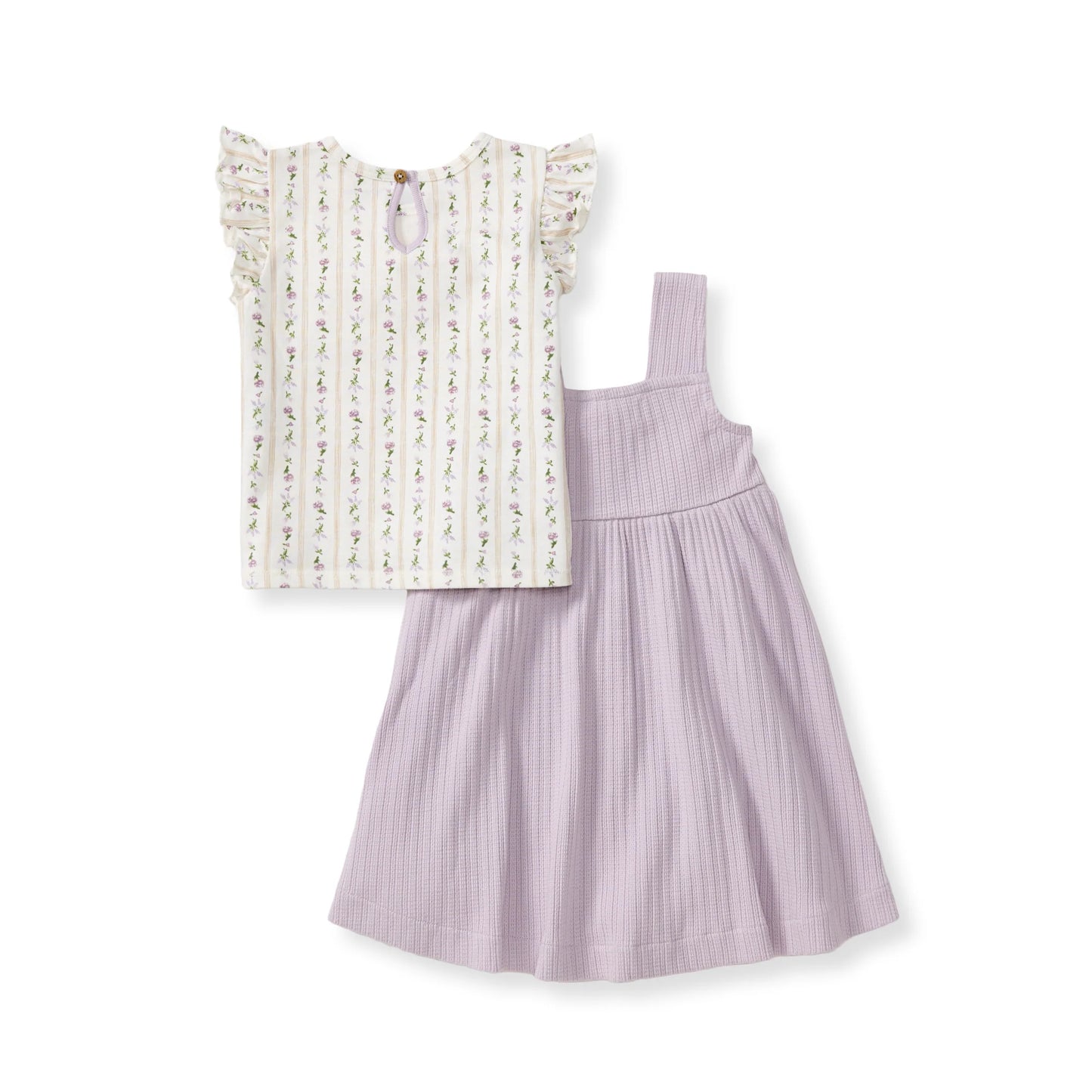 Burt's Bees Farmhouse Floral Toddler Tee and Dress Set - Purple Kale