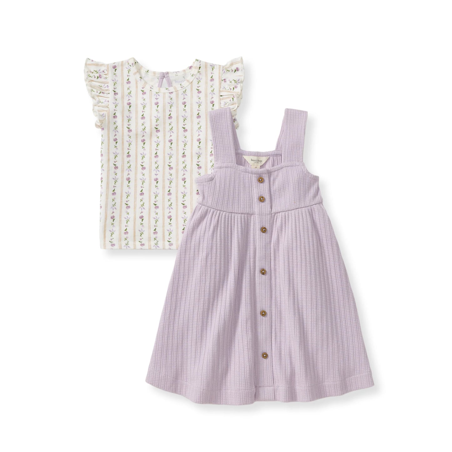 Burt's Bees Farmhouse Floral Toddler Tee and Dress Set - Purple Kale