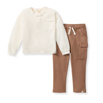 Burt's Bees Chunky Slub Toddler Boy Tee Set - Eggshell