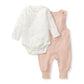Burt's Bees Ditsy Floret Jumpsuit and Bodysuit Set - Agate Rose