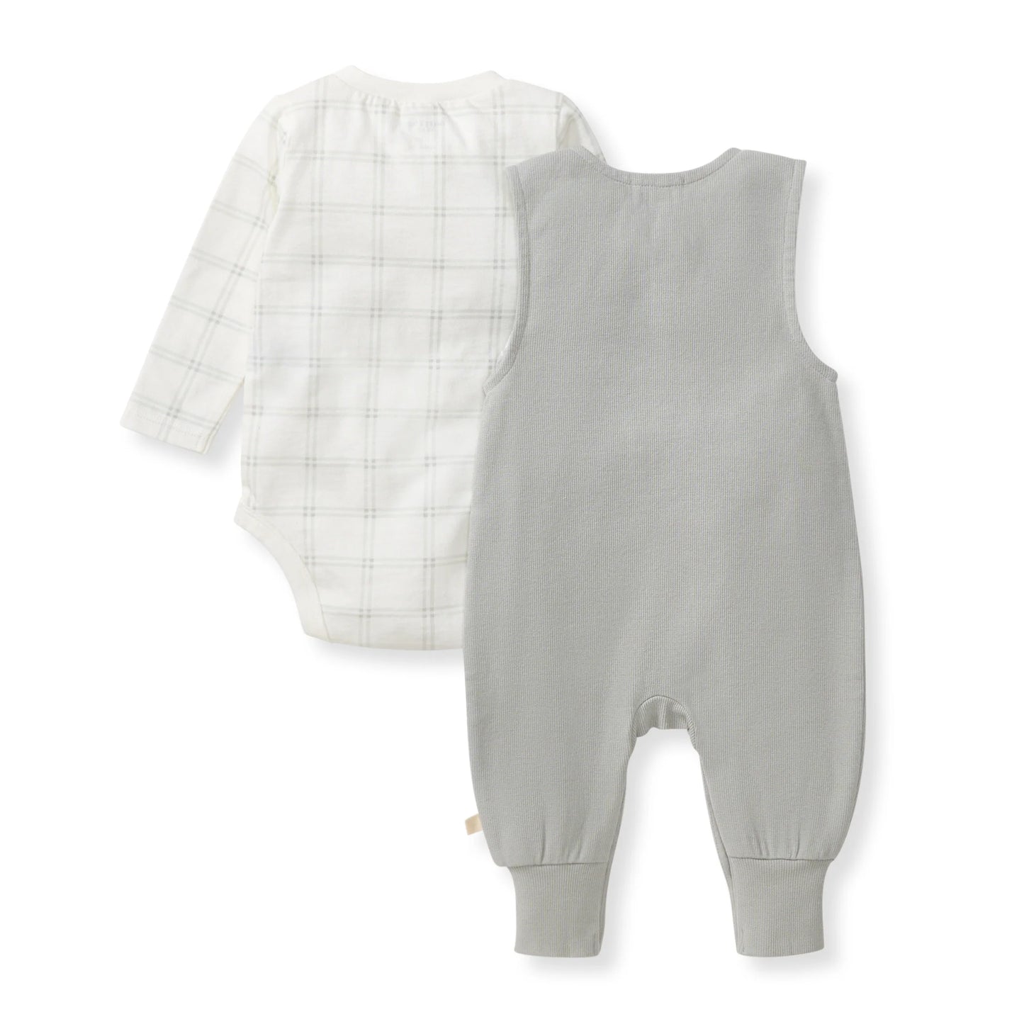 Burt's Bees Plaid Infant Jumpsuit and Bodysuit Set - Hazy