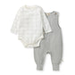 Burt's Bees Plaid Infant Jumpsuit and Bodysuit Set - Hazy
