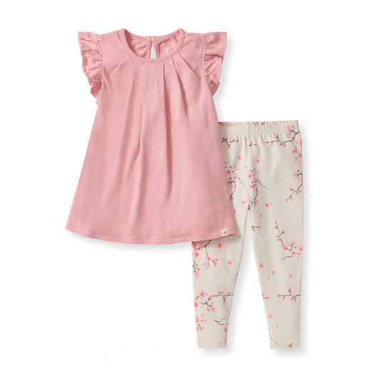Burts Bees Slub Tunic & Cherry Blossoms Pants Set