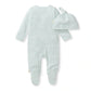 Burts Bees Baby Boy Blue Stripe Jumpsuit & Hat Set