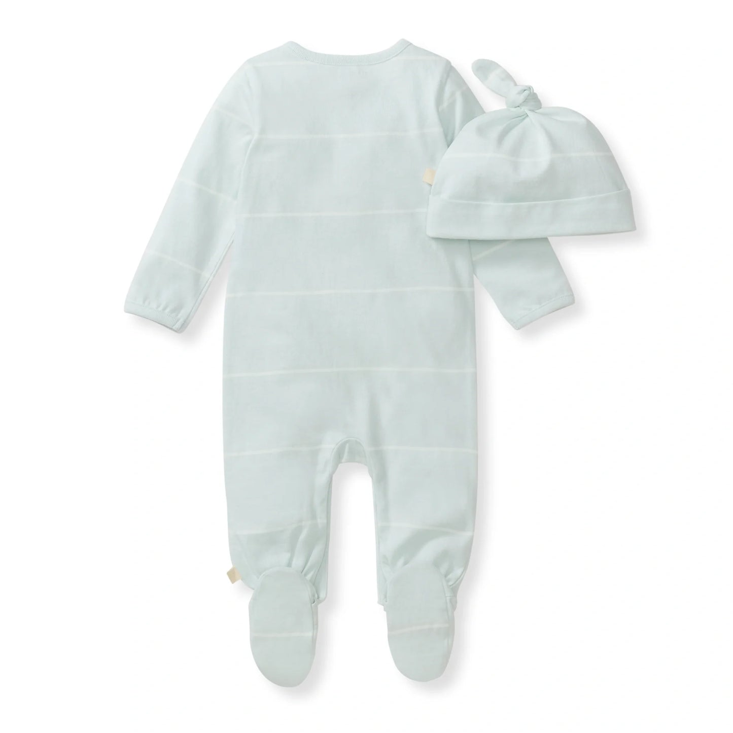 Burts Bees Baby Boy Blue Stripe Jumpsuit & Hat Set