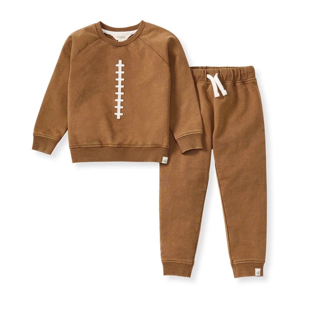 Burts Bees Vintage Wash Football Sweatshirt Set - Hunter