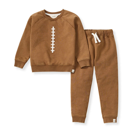 Burts Bees Vintage Wash Football Sweatshirt Set - Hunter