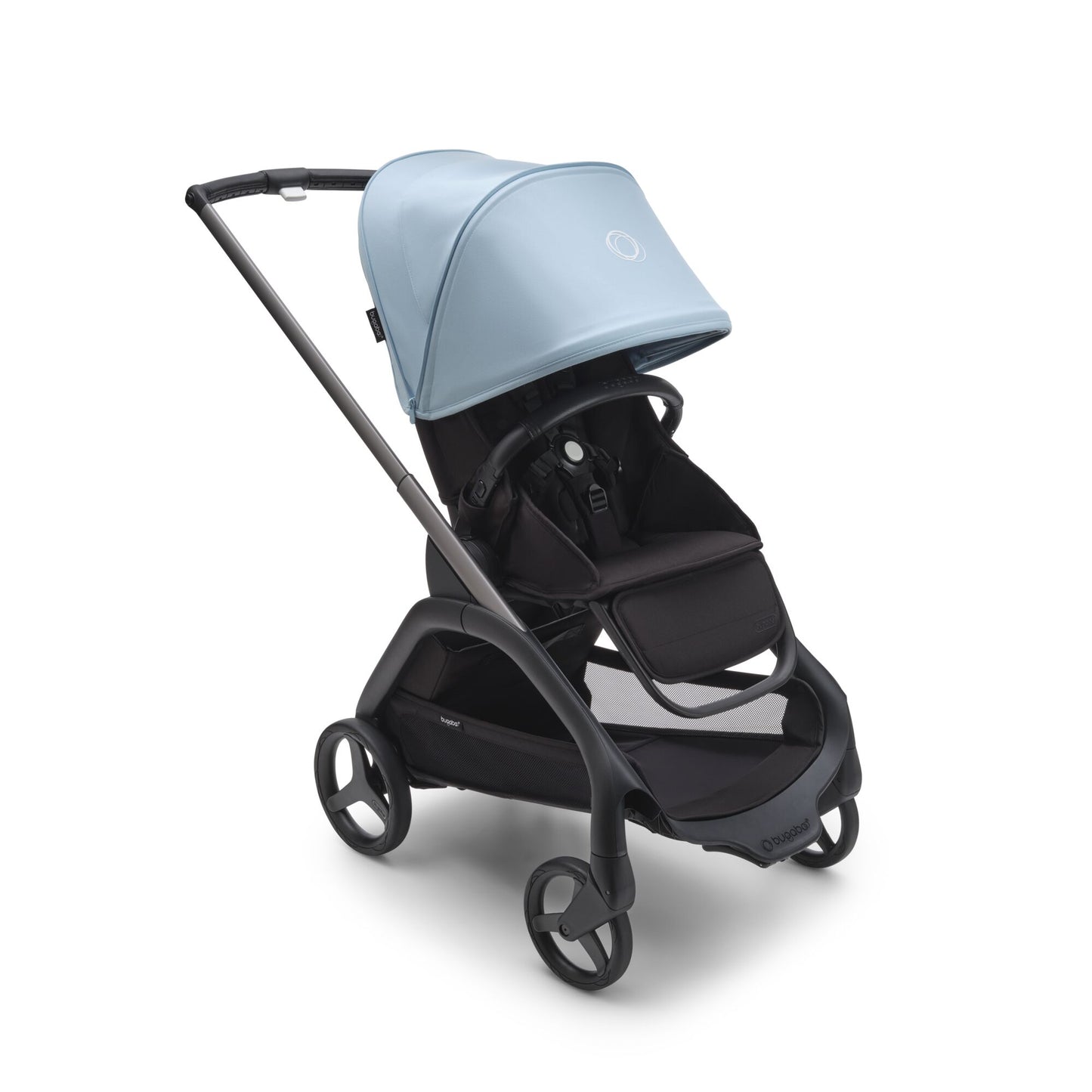 Bugaboo Dragonfly Sun Canopy - Skyline Blue on Bugaboo Dragonfly stroller with shade partially extended