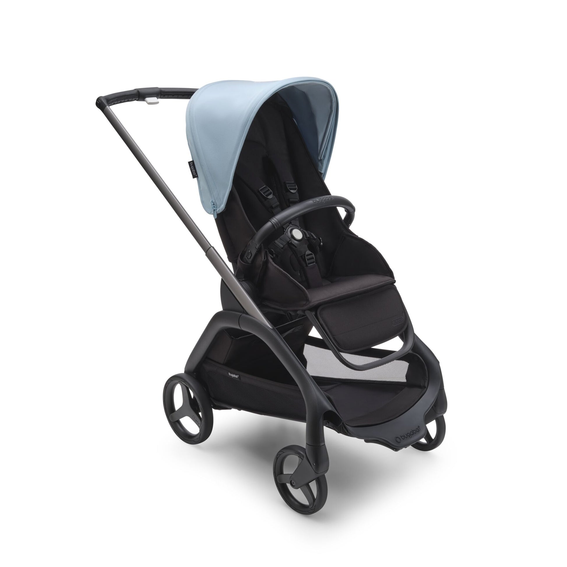 Bugaboo Dragonfly Sun Canopy - Skyline Blue on Bugaboo Dragonfly stroller with shade pulled back