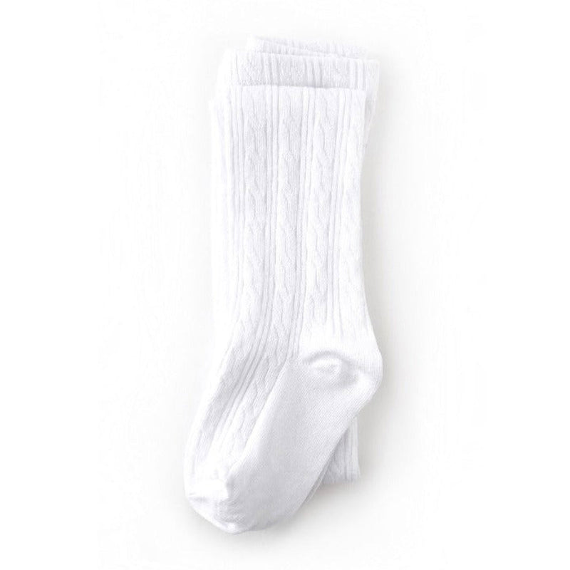 Little Stocking Co Cable Knit Tights - White