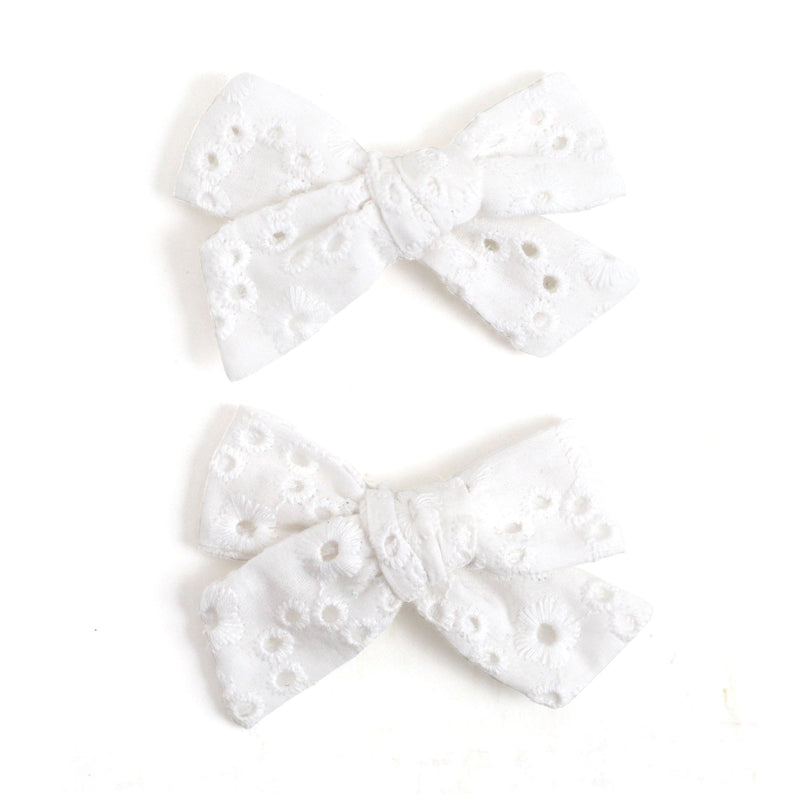 Little Stocking Co Pigtail Bows - White Eyelet