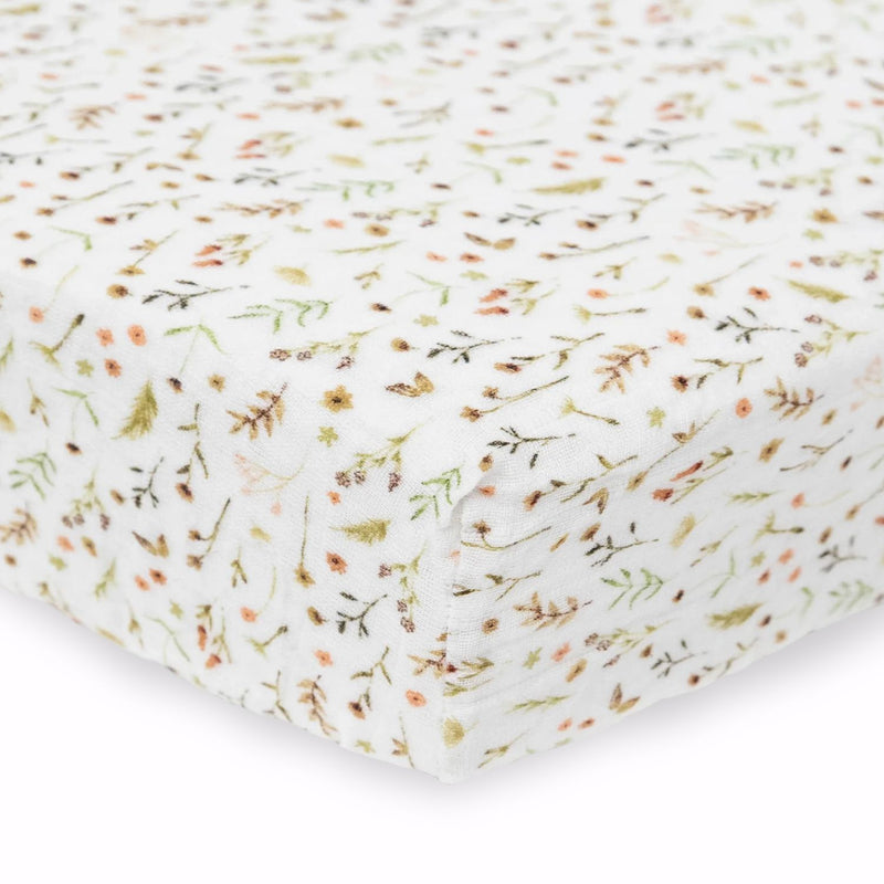 Little Unicorn Organic Cotton Muslin Crib Sheet - Floral Field