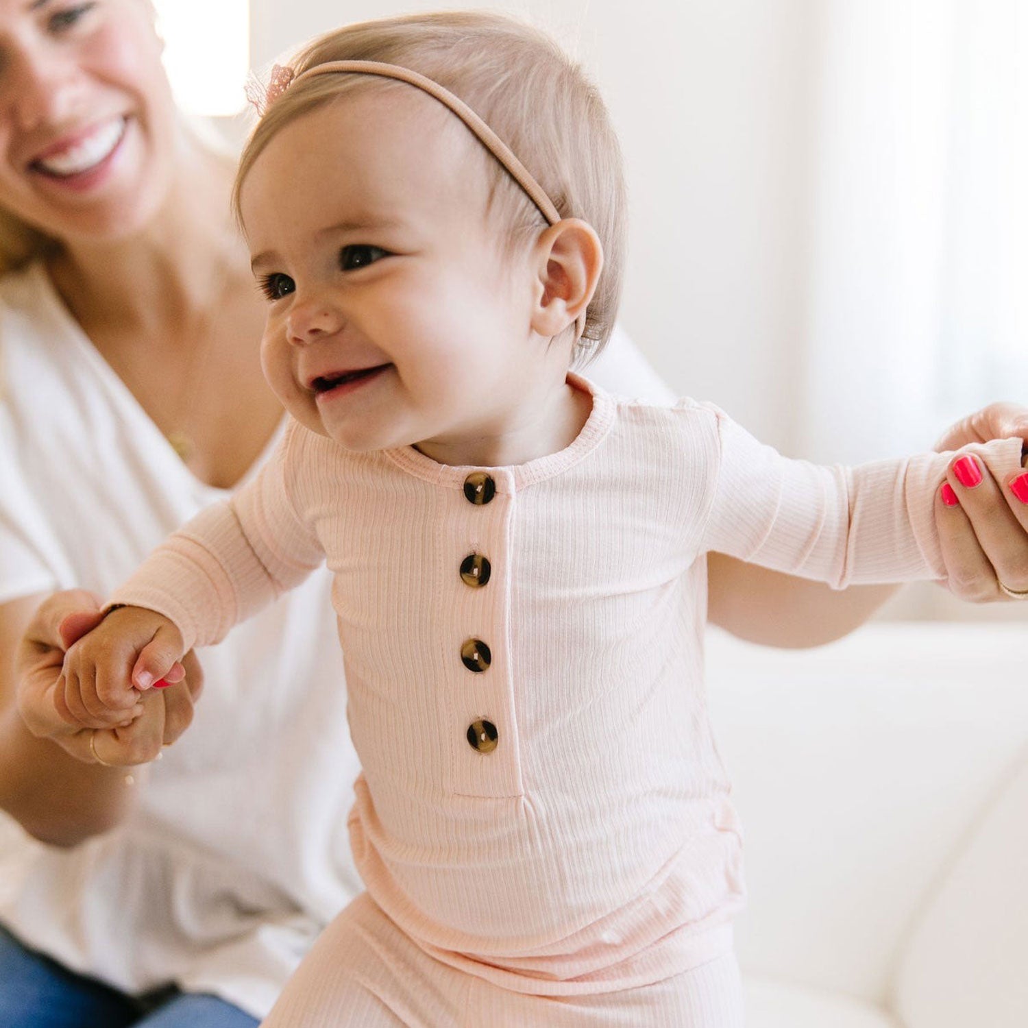 Toddler wearing Lou Lou and Company Ribbed Top and Bottoms - Rosie