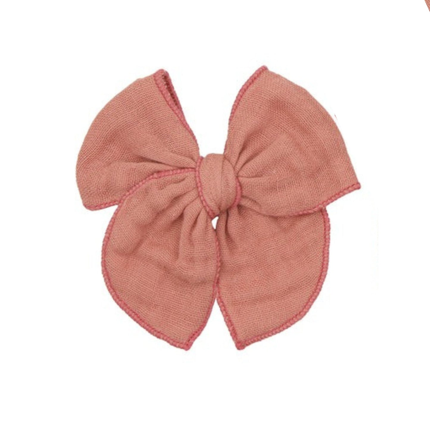 Lou Lou and Company Cloud Muslin Heirloom Bow Clip - Rose