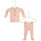 Lou Lou and Company Ribbed Top and Bottoms - Audrey in newborn size with built in footies