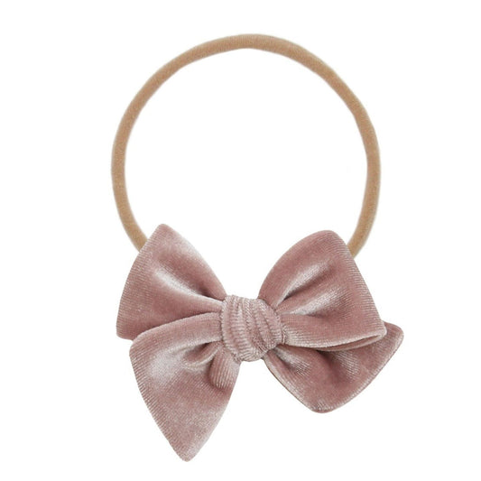 Lou Lou and Company Velvet Bow Headband - Small - Mauve