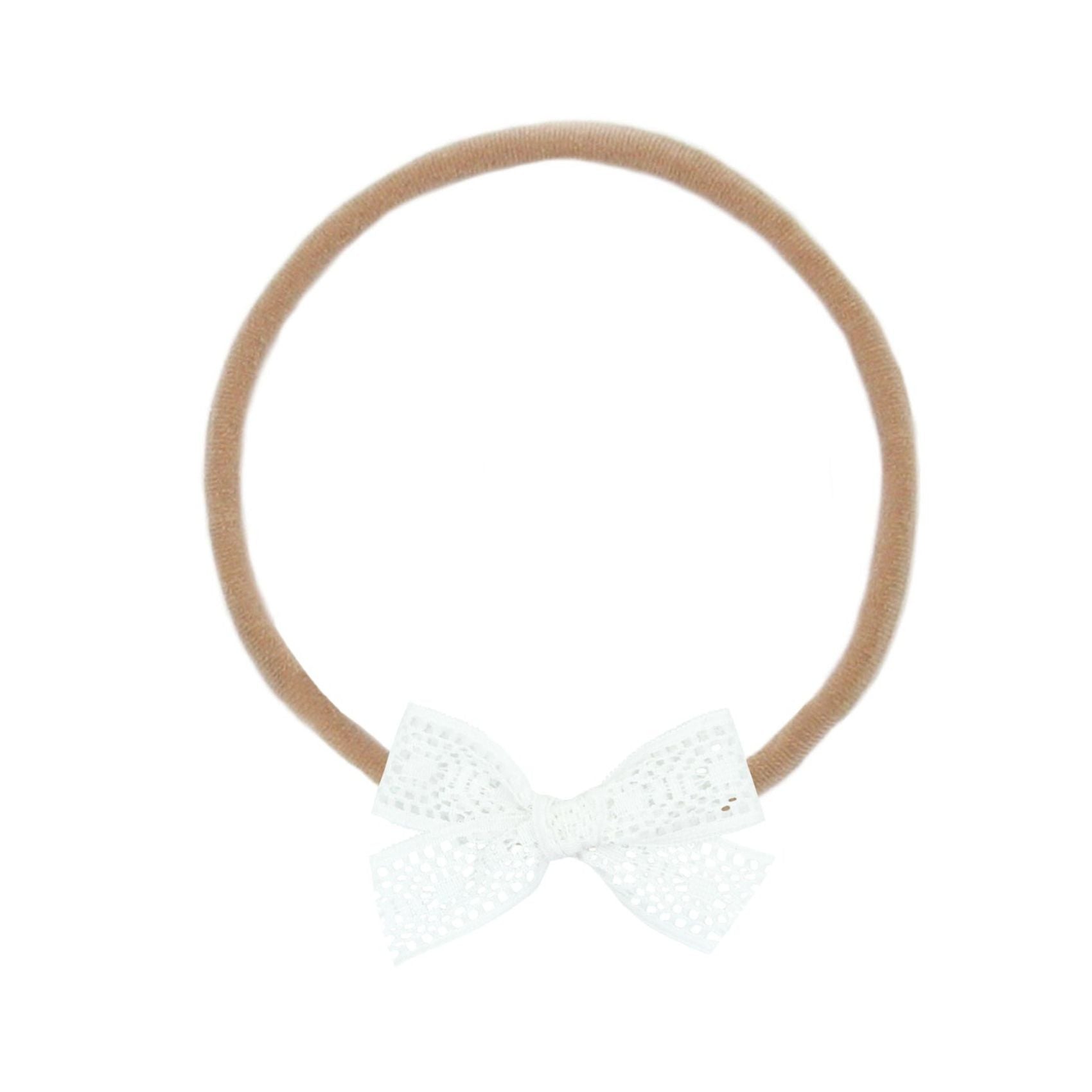 Lou Lou and Company Lace Bow Headband - Mini - White