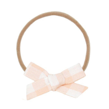 Lou Lou and Company Linen Bow - Medium - Peach Gingham
