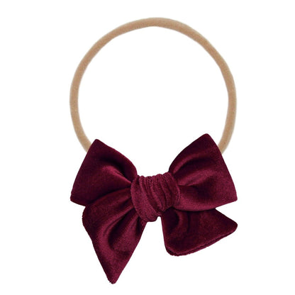 Lou Lou and Company Velvet Bow Headband - Small - Wine