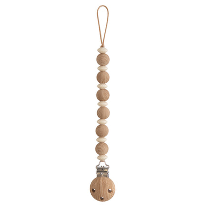 Mushie Silicone Pacifier Clip - Luna - Faux Wood
