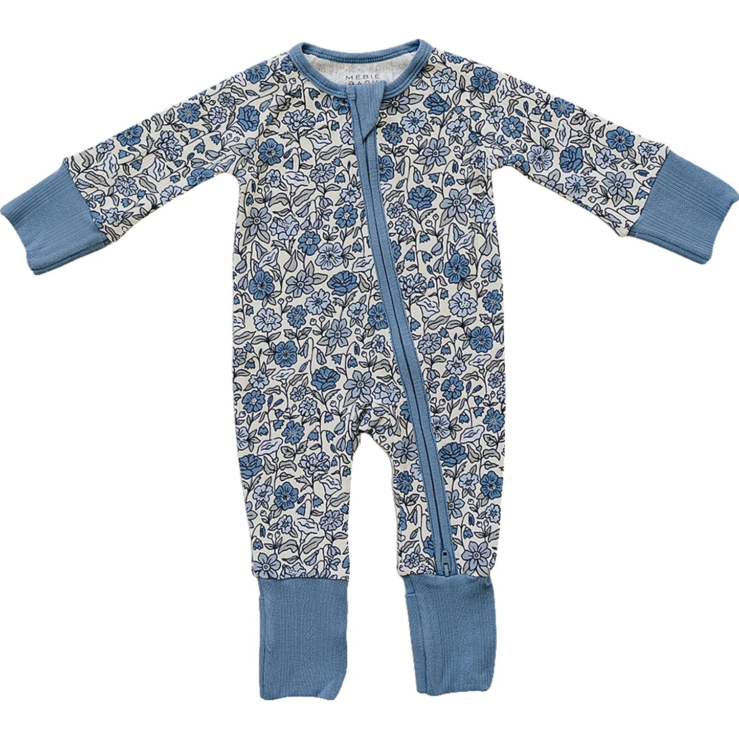 Mebie Baby Zipper Footie -  Pointelle Bluebell