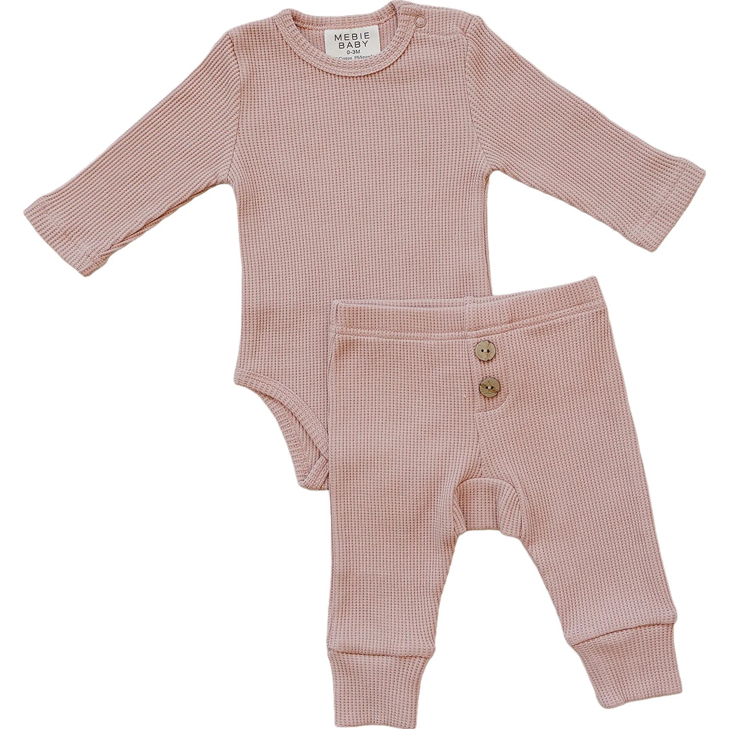 Mebie Baby Bodysuit Waffle Set - Pink