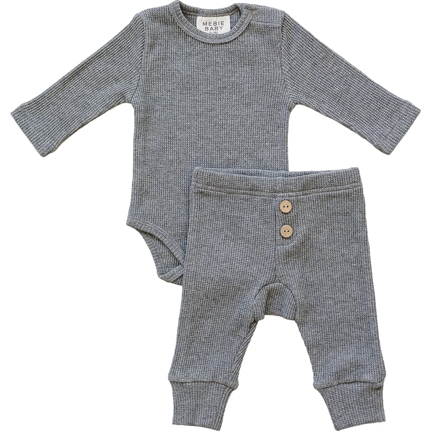 Mebie Baby Bodysuit Waffle Set - Charcoal
