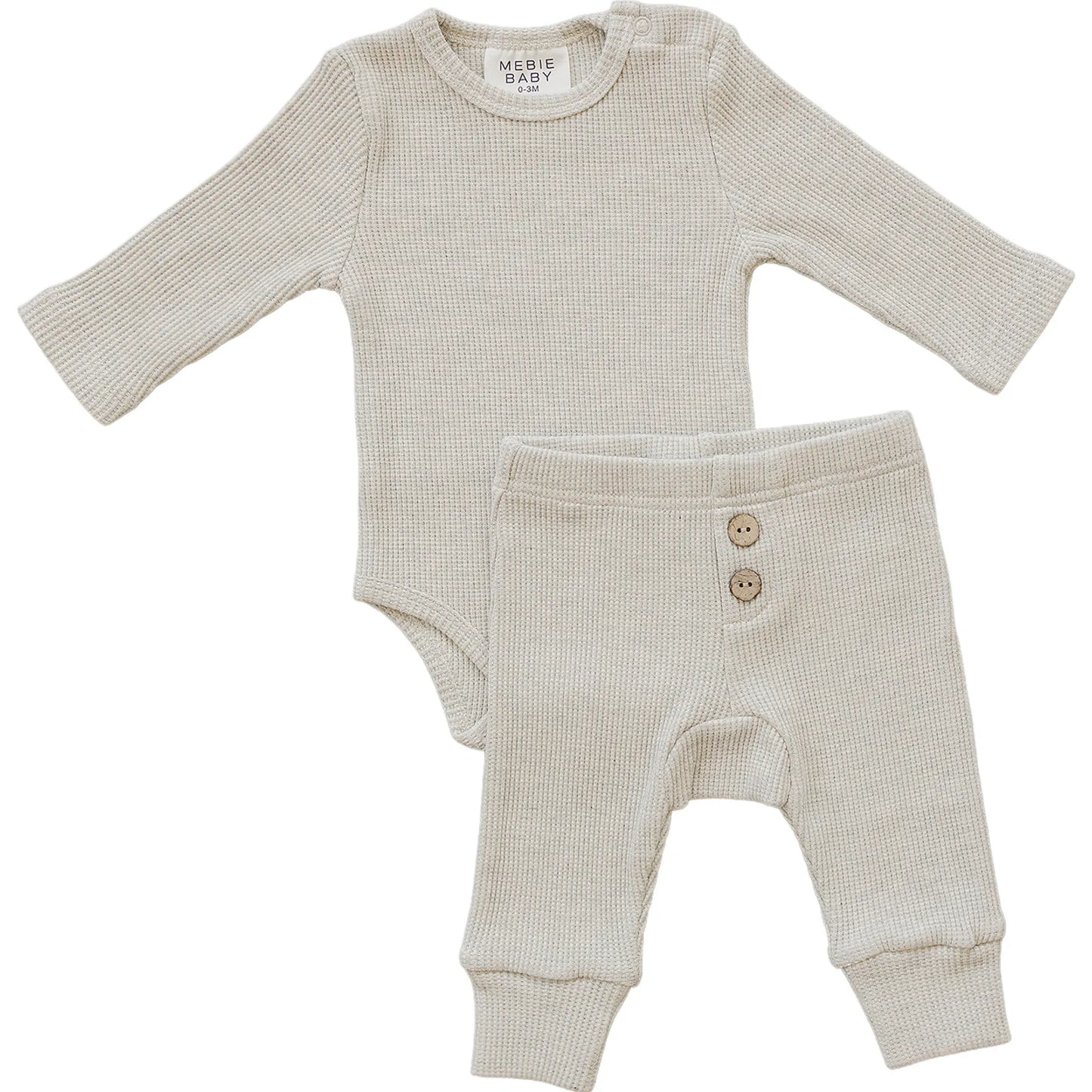 Mebie Baby Bodysuit Waffle Set - Heather Grey