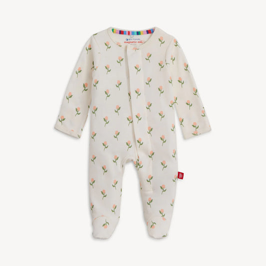Magnetic Me Organic Cotton Magnetic Footie - Floral Chicken Tender