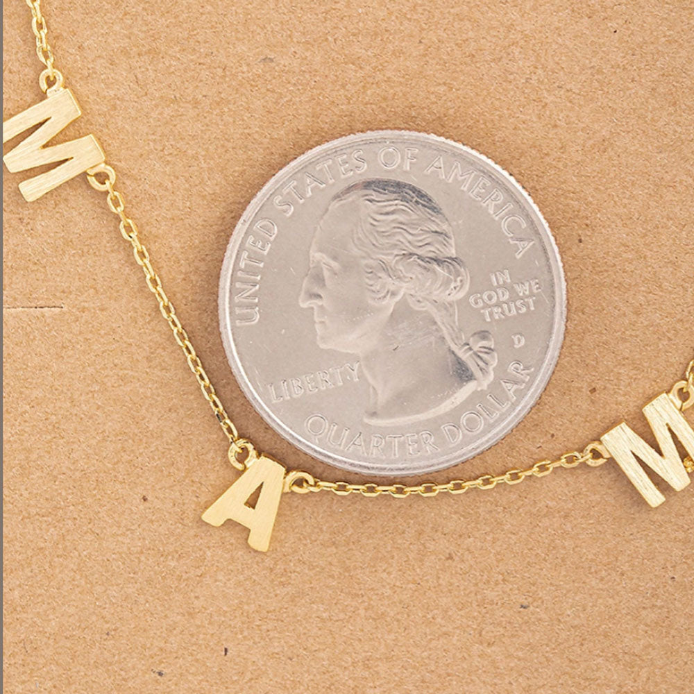 Fame Dainty Mama Station Charm Necklace - Gold