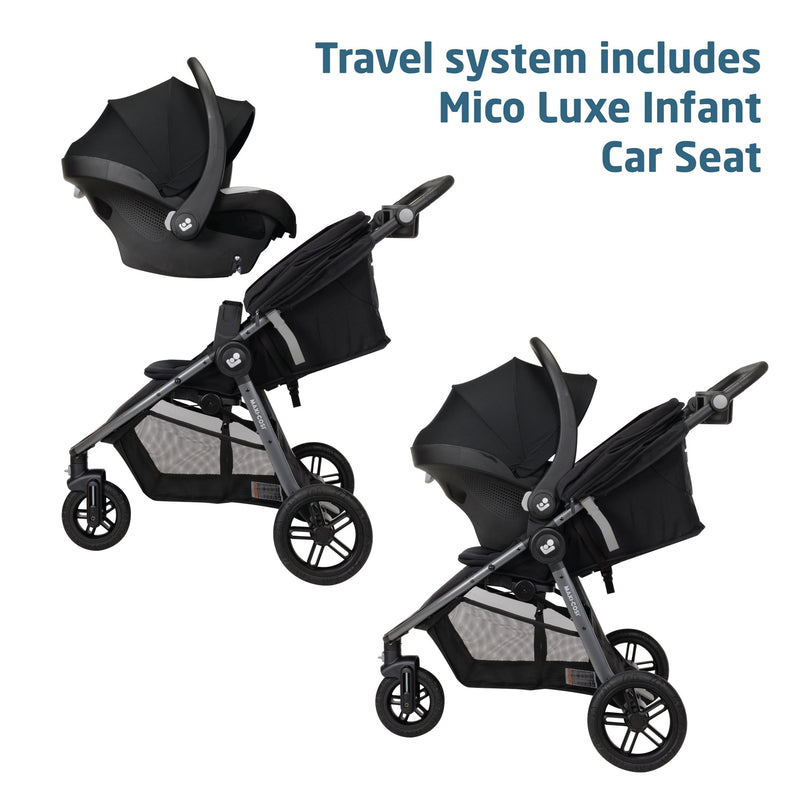 Maxi-Cosi Gia XP Luxe 3-Wheel Travel System with Mico Luxe - Midnight Black