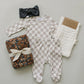 Mebie Baby Taupe Checkered Bamboo Layette Set