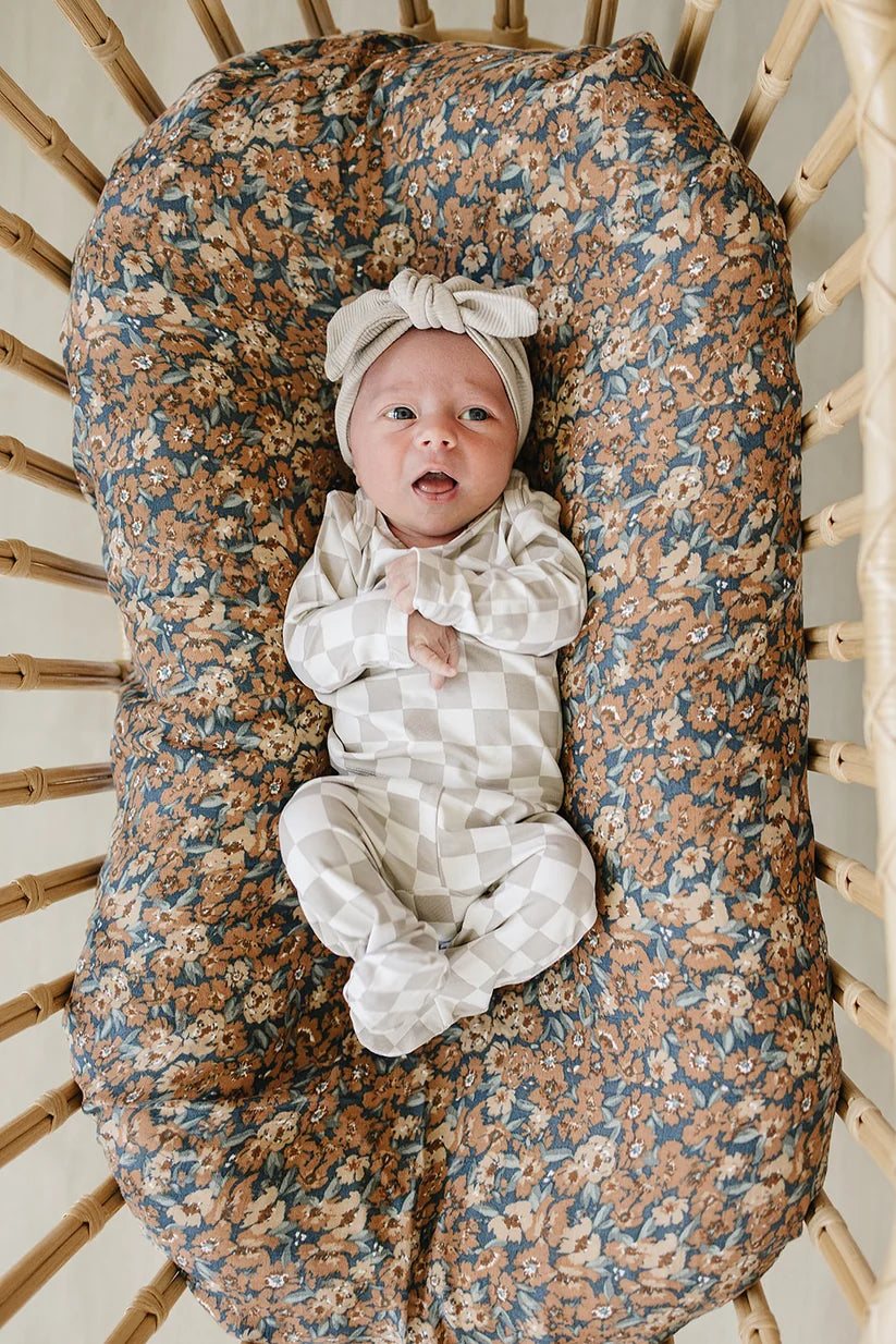 Mebie Baby Taupe Checkered Bamboo Layette Set